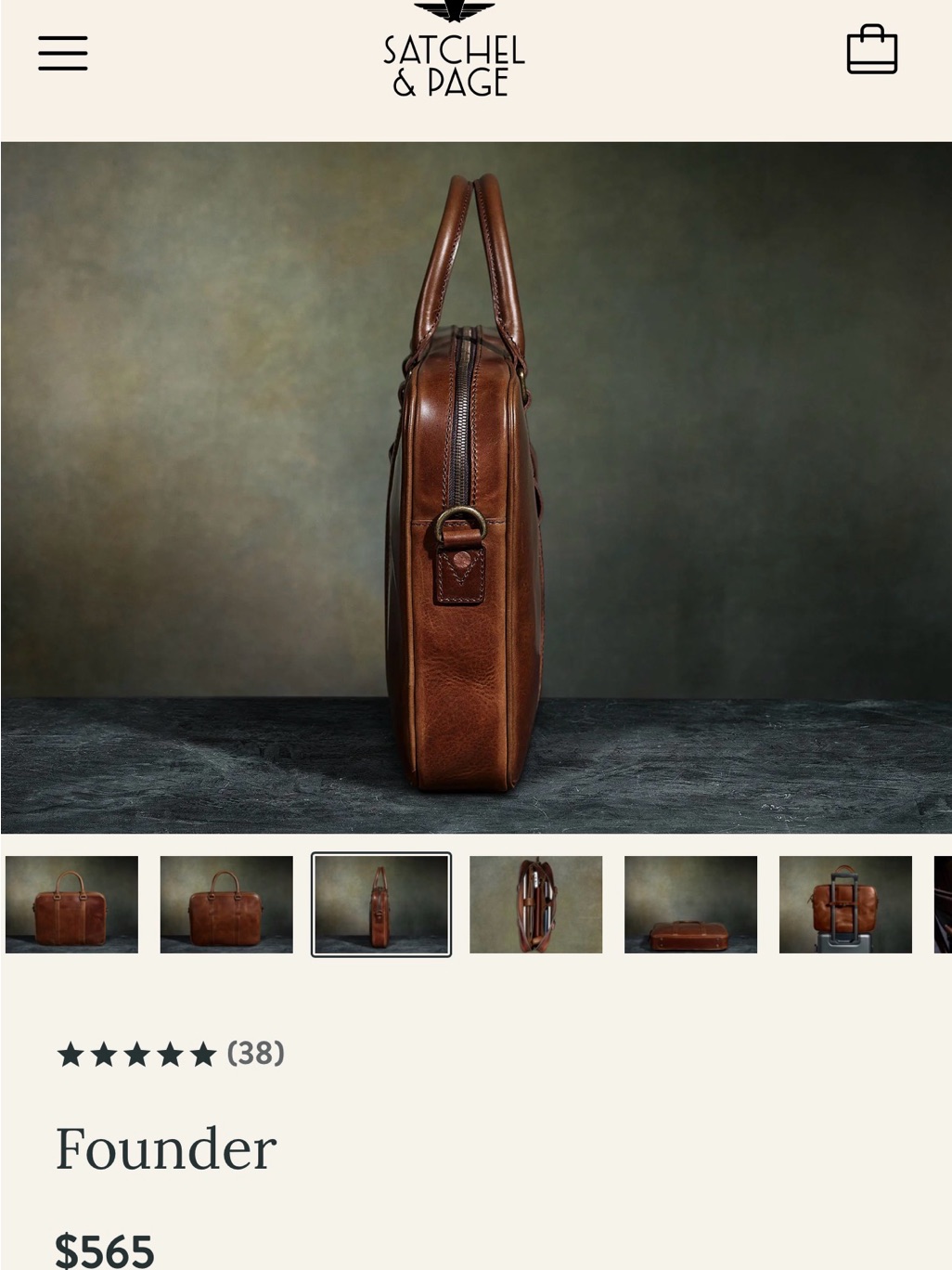 New With Out Tag! Never Used!! Satchel & Page Founder Leather Briefcase In Brown — image 2 of 8